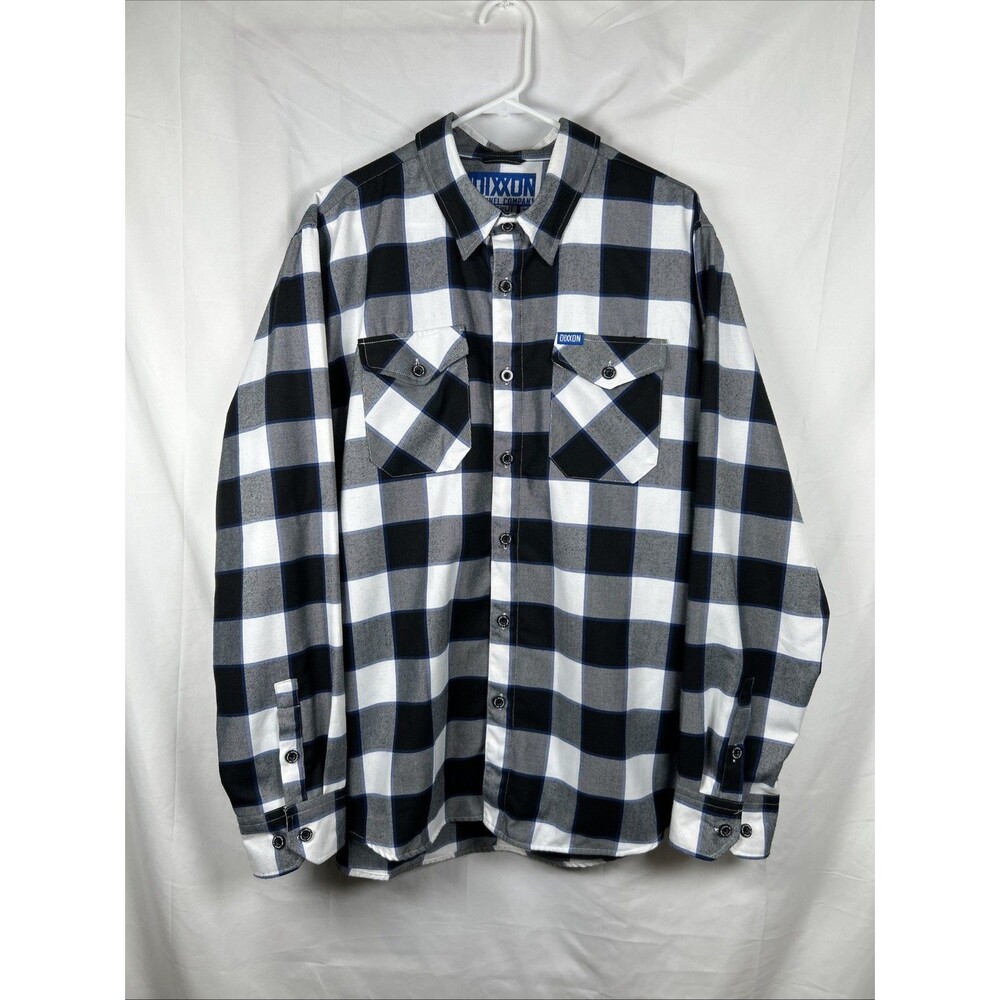 Dixxon Flannel Company The Strut Plaid Flannel Button-Up Shirt XL Black White
